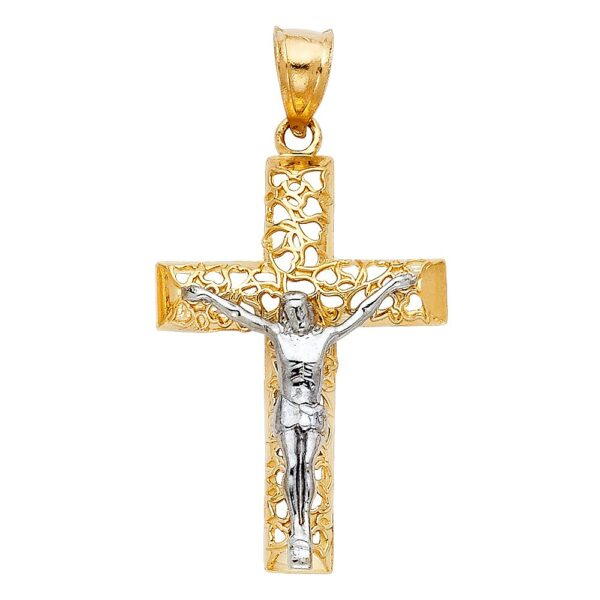 14K 2T Jesus Crucifix Cross Religious Pendant