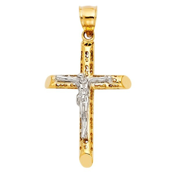 14K 2T Jesus Crucifix Cross Religious Pendant