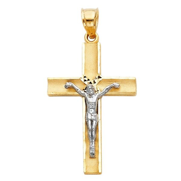 14K 2T Jesus Crucifix Cross Religious Pendant