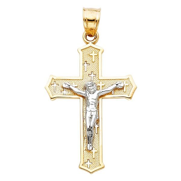 14K 2T Jesus Crucifix Cross Religious Pendant