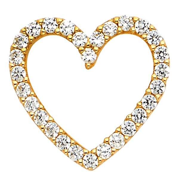 14K Open Heart CZ Pendant