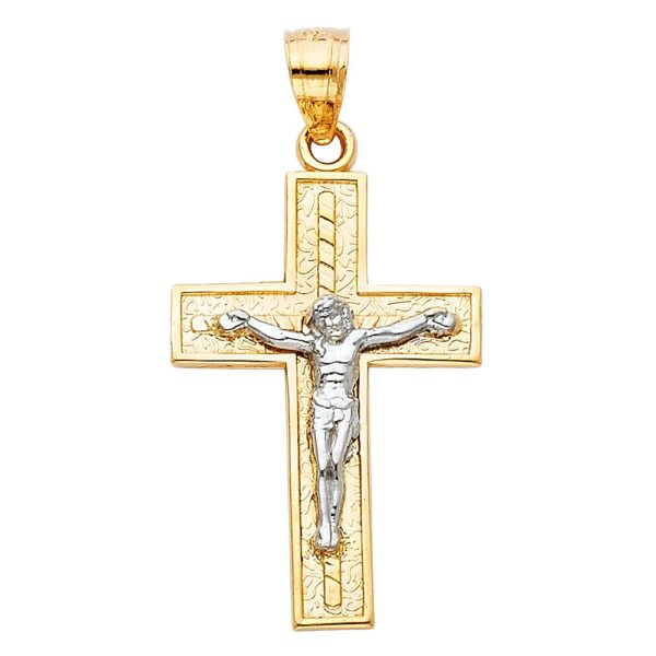 14K 2T Jesus Crucifix Cross Religious Pendant