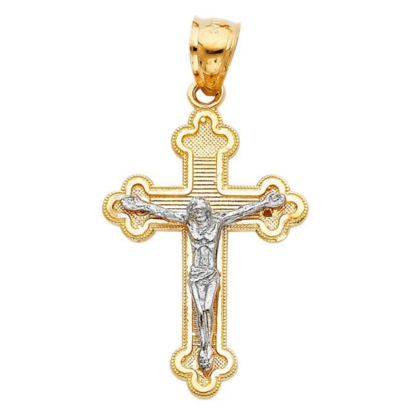 14K 2T Jesus Crucifix Cross Religious Pendant