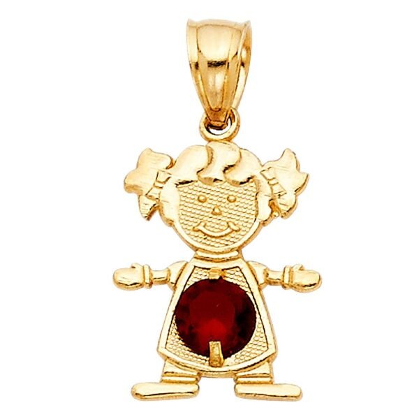 14K January Birthstone CZ Girl Pendant