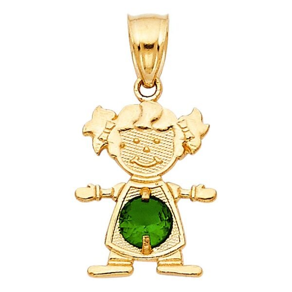 14K May Birthstone CZ Girl Pendant