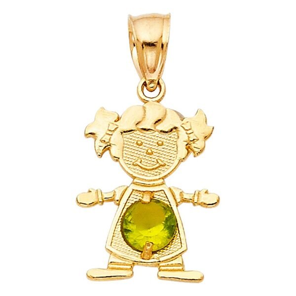 14K August Birthstone CZ Girl Pendant