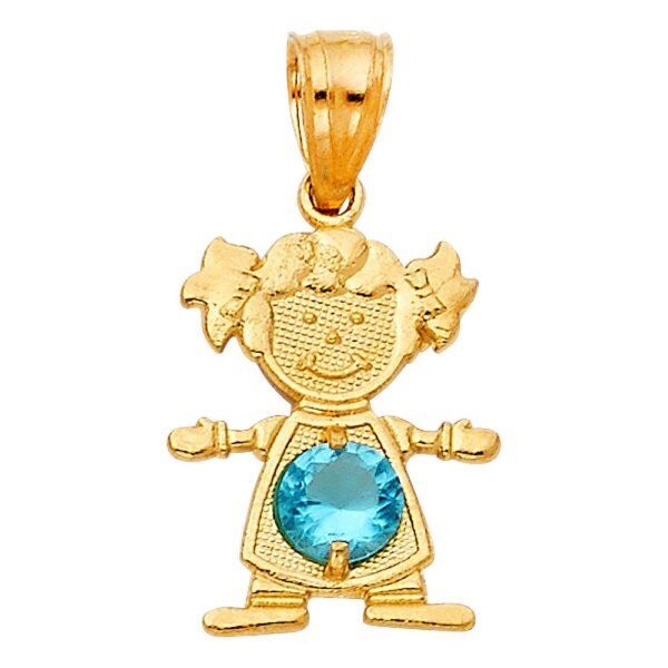 14K December Birthstone CZ Girl Pendant