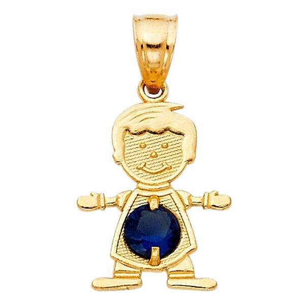 14K September Birthstone CZ Boy Pendant