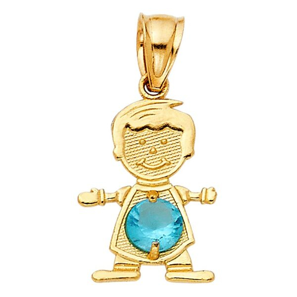 14K December Birthstone CZ Boy Pendant