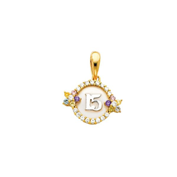 14K Sweet 15 Years CZ Pendant