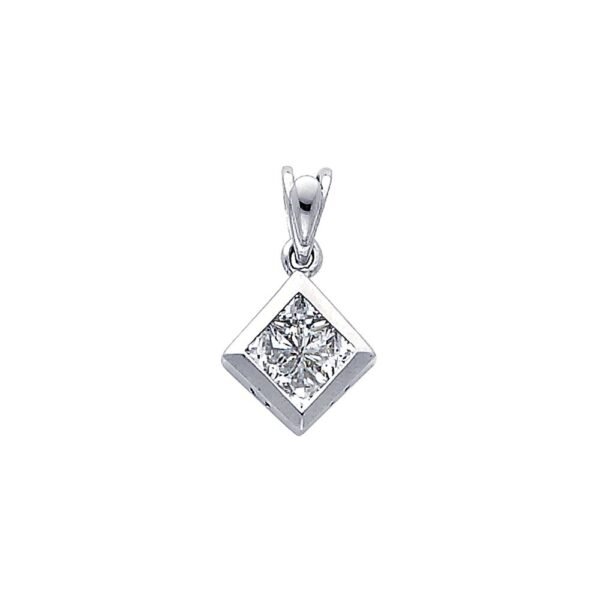 14K Square CZ Pendant
