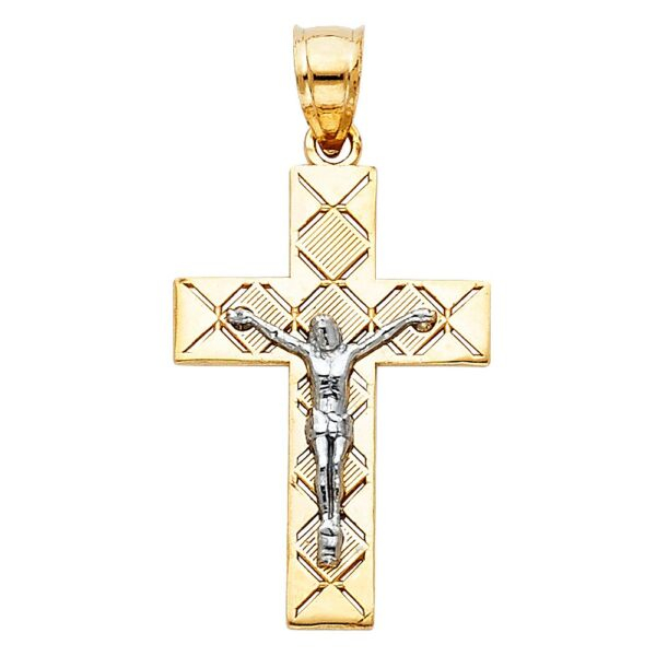 14K 2T Jesus Crucifix Cross Religious Pendant