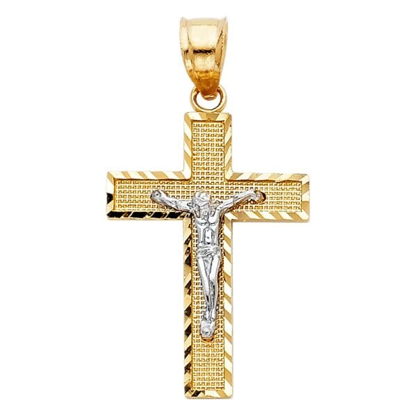 14K 2T Jesus Crucifix Cross Religious Pendant