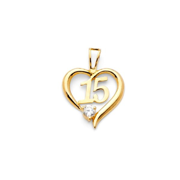 14K Sweet 15 Years CZ Pendant