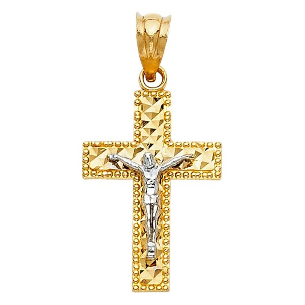 14K 2T Jesus Crucifix Cross Religious Pendant