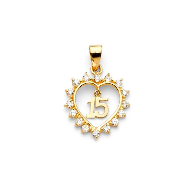 14K Sweet 15 Years CZ Pendant