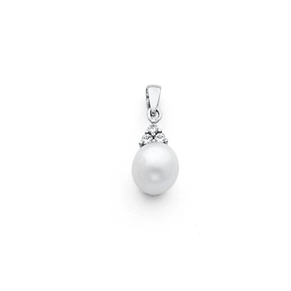 14K 8mm Pearl with CZ Pendant