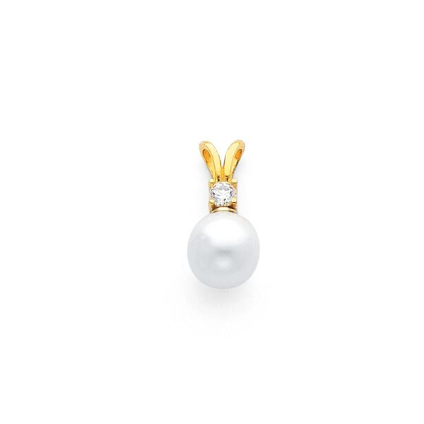 14K 8mm Pearl with CZ Pendant