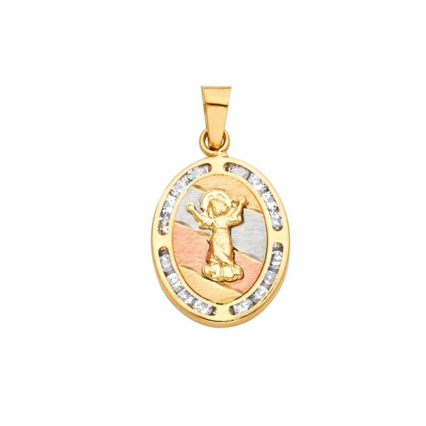 14K CZ Religious Pendant