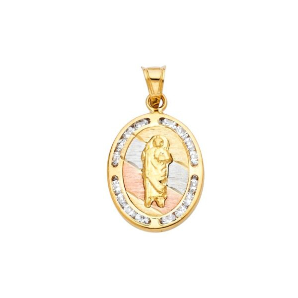 14K CZ Religious Pendant