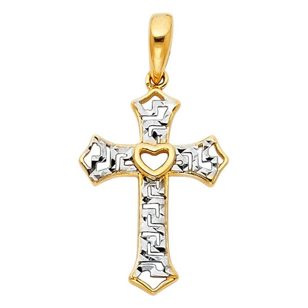 14K 2T Cross Religious Pendant