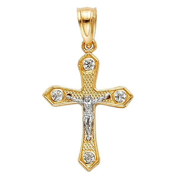 14K 2T Jesus Crucifix Cross Religious Pendant