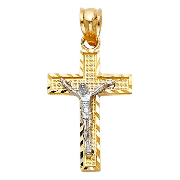 14K 2T Jesus Crucifix Cross Religious Pendant