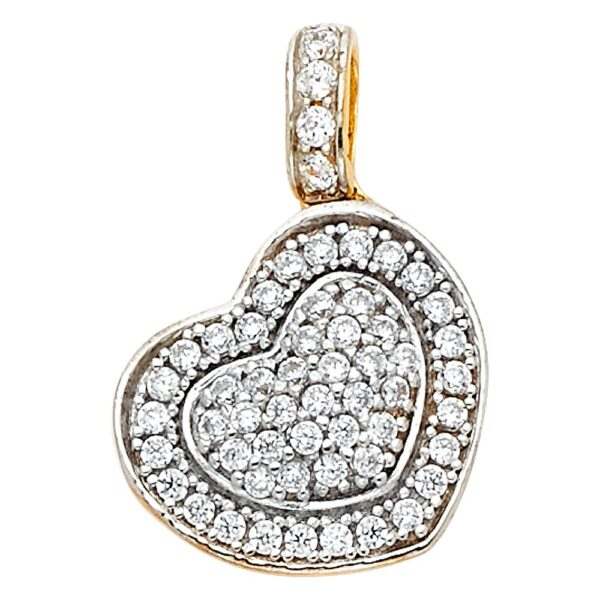 14K Heart CZ Pendant