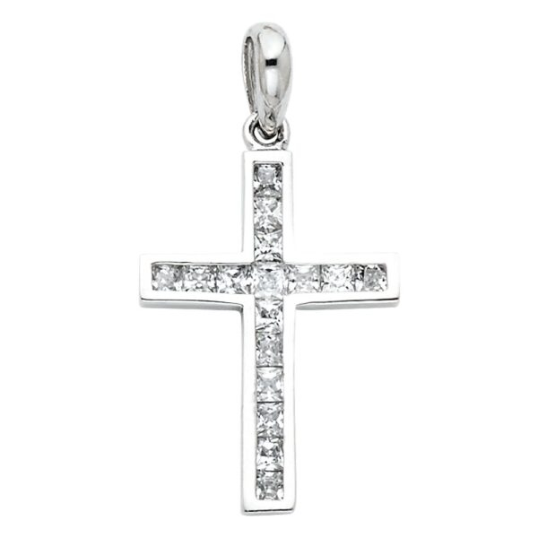 14K Cross CZ Religious Pendant