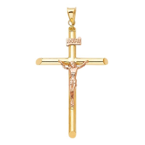 14K 2T Religious Crucifix Pendant