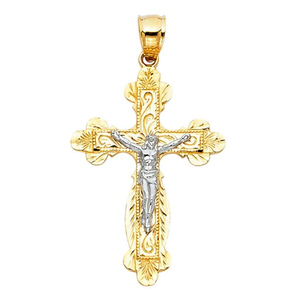 14K 2T Religious Crucifix Pendant