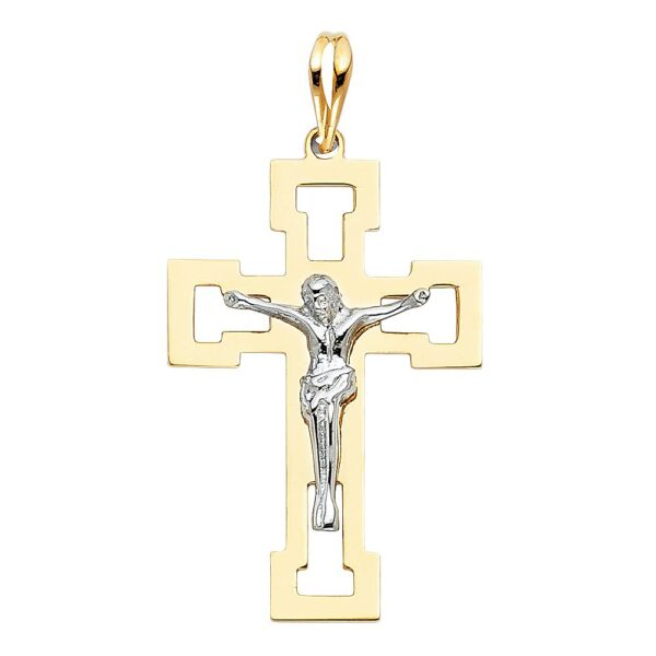 14K 2T Religious Crucifix Pendant