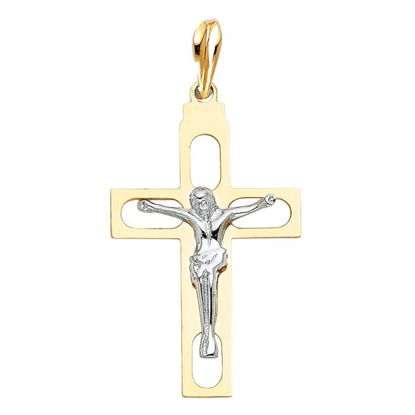 14K 2T Religious Crucifix Pendant