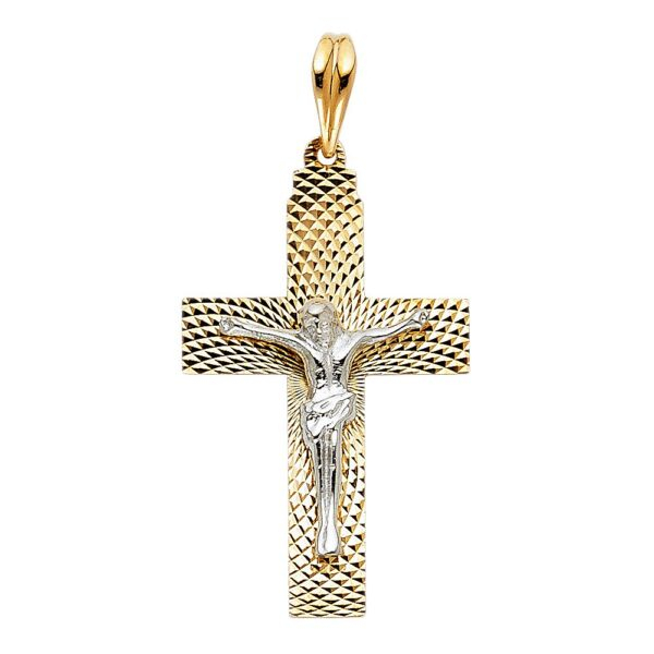 14K 2T Religious Crucifix Pendant