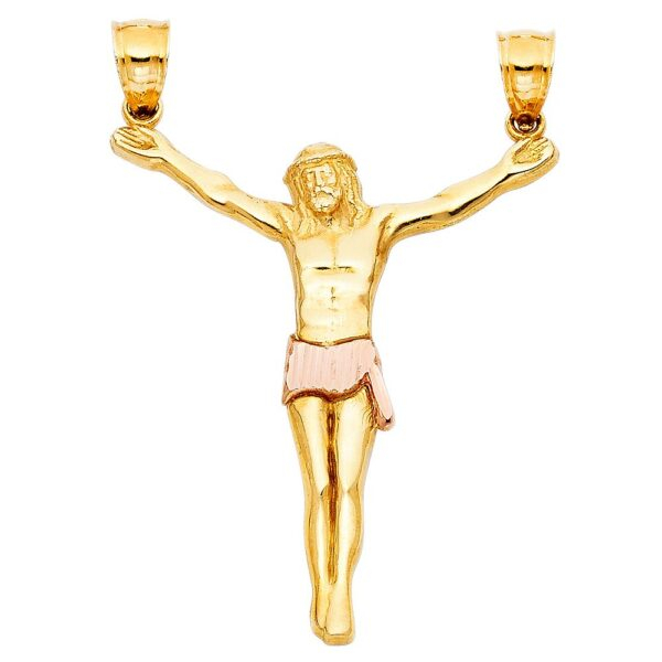 14K 2T Jesus Body Crucifix Cross Religious Pendant