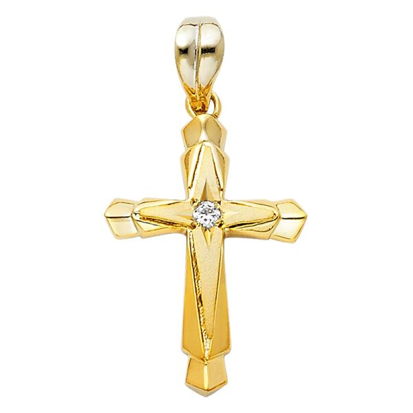 14K CZ Religious Cross Pendant