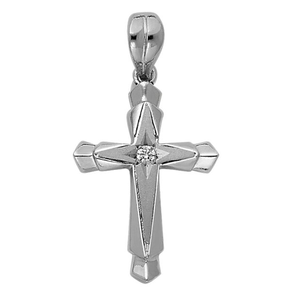 14K CZ Religious Cross Pendant