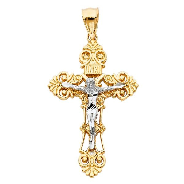 14K 2T Religious Crucifix Pendant