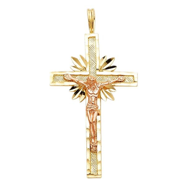 14K 2T Religious Crucifix Pendant