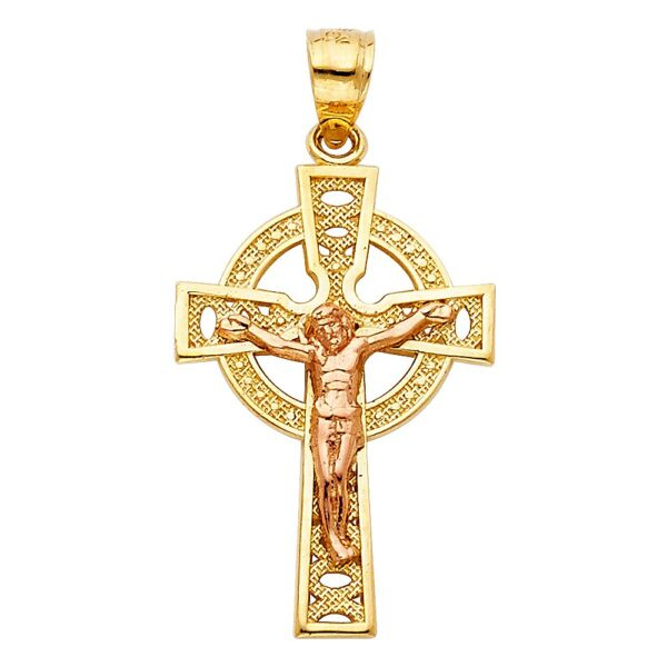 14K 2T Religious Crucifix Pendant