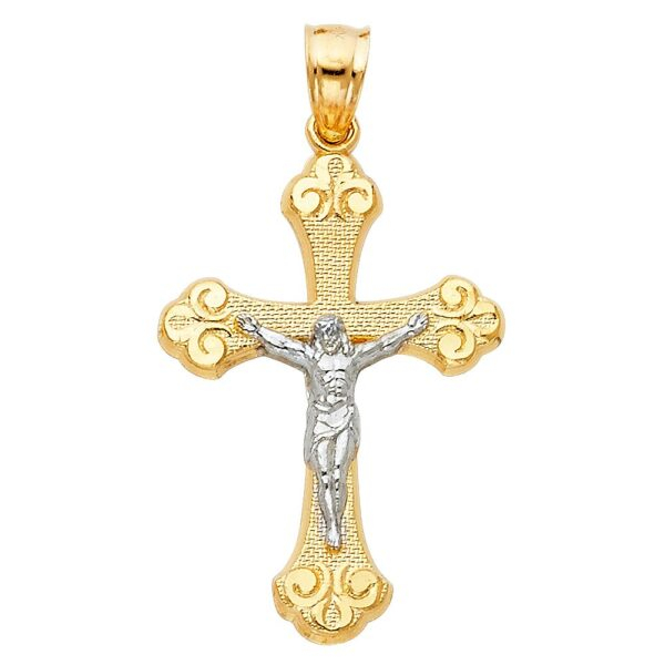 14K 2T Religious Crucifix Pendant