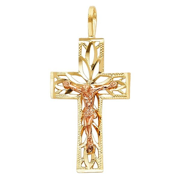 14K 2T Religious Crucifix Pendant