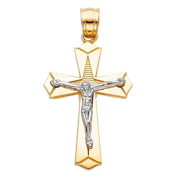 14K 2T Religious Crucifix Pendant