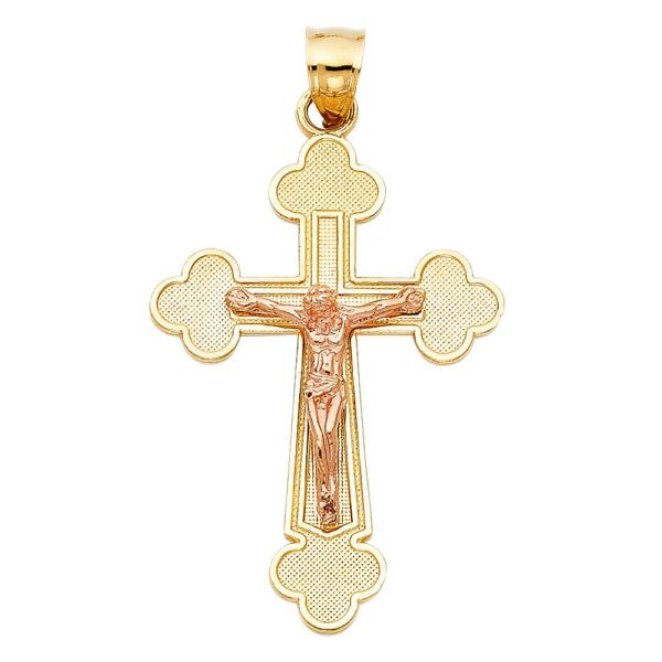 14K 2T Religious Crucifix Pendant