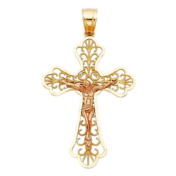 14K 2T Religious Crucifix Pendant