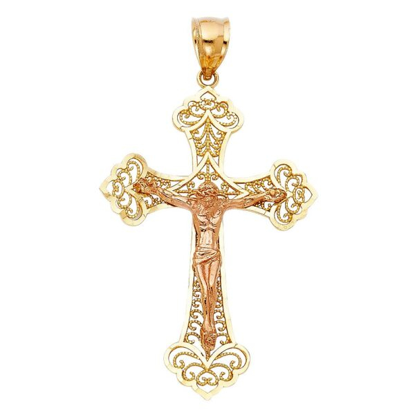 14K 2T Religious Crucifix Pendant