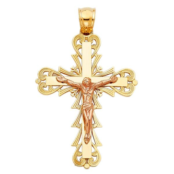 14K 2T Religious Crucifix Pendant