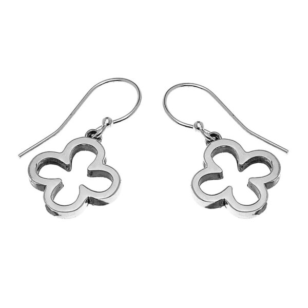 Sterling Silver Four Leaf Clover Dangling Earrings