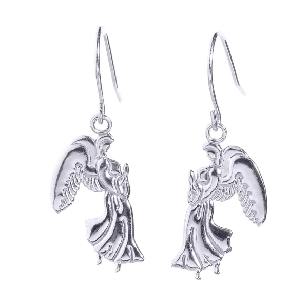 White Gold Praying Angels Earrings