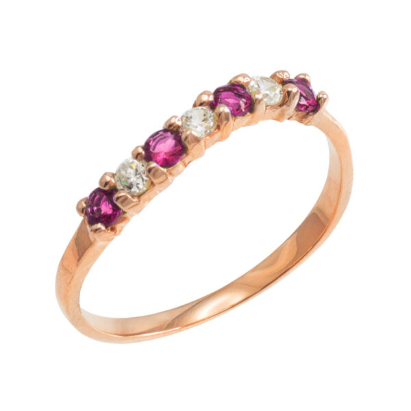 Rose Gold Wavy Stackable Cz Alexandrite Ring